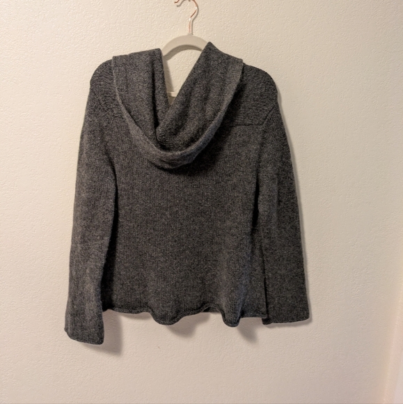 Eileen Fisher Gray Open Front Cardigan With Hood - Picture 2 of 4